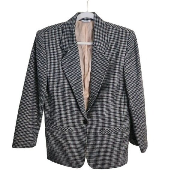 Brooks Vintage Wool Blend Green Brown Hounds Tooth Dark Academia Blazer Size S - Picture 1 of 10